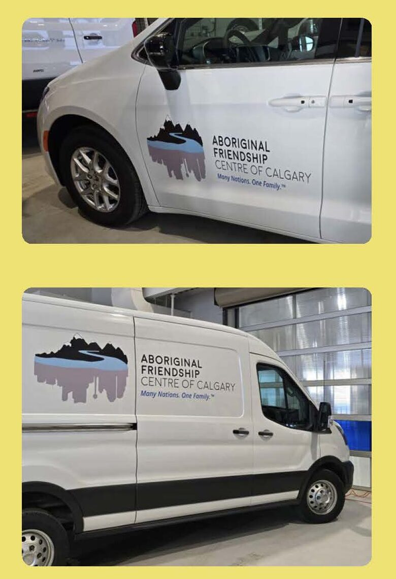 AFCC Encampment Program: Our Specialized Mobile Outreach Vans Image of two AFCC Encampment Support & Transition Program (ESTP) vans. One is a white cargo van equipped as a mobile office and for vital supplies; the other is a passenger van for transportation, both used for community outreach.