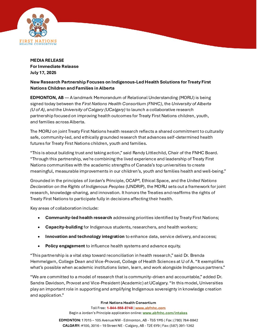 A Landmark Partnership to Advance Indigenous-Led Health Research in Alberta