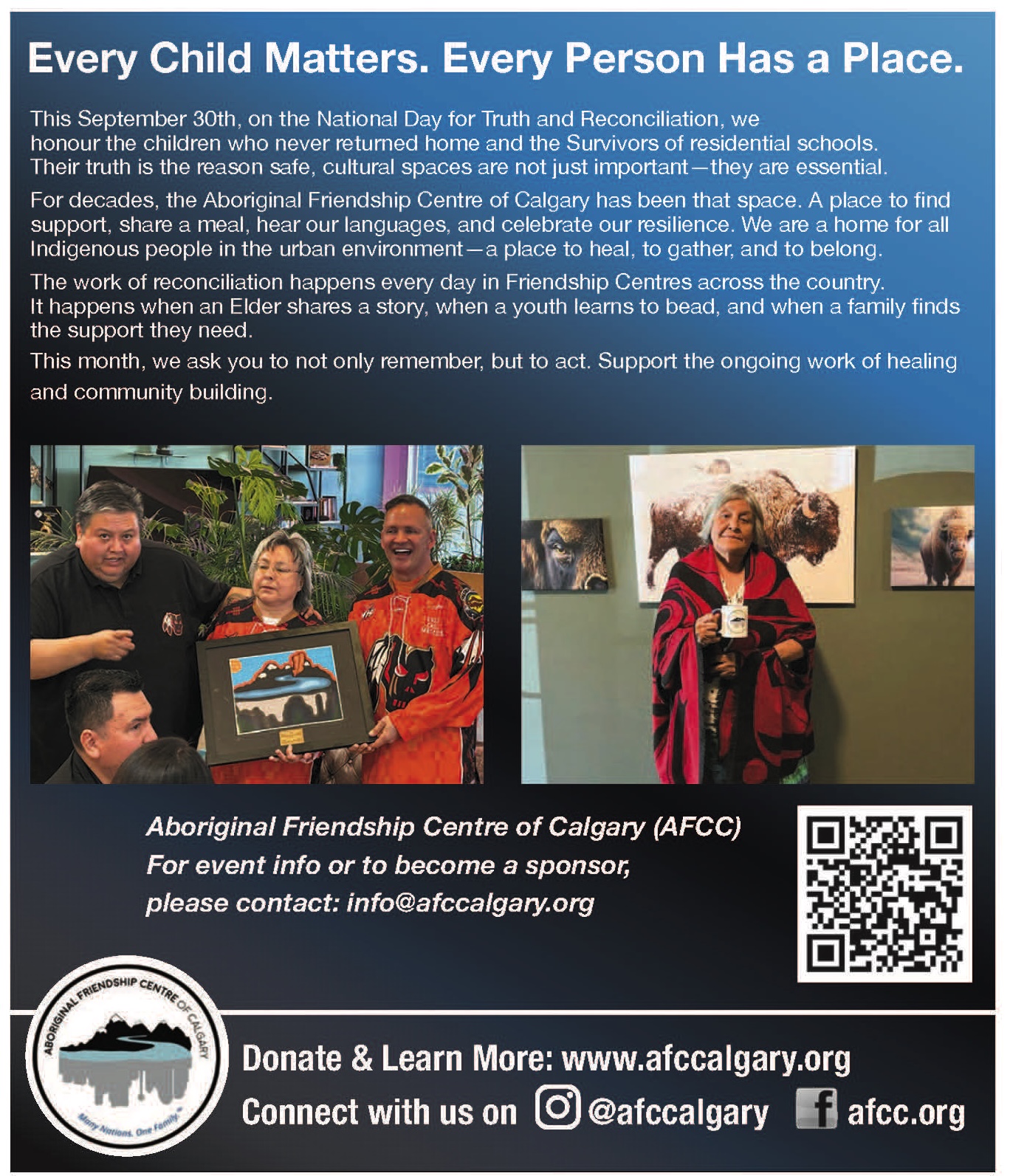 Ad from the Aboriginal Friendship Centre of Calgary in the Alberta Native News for the National Day for Truth and Reconciliation.