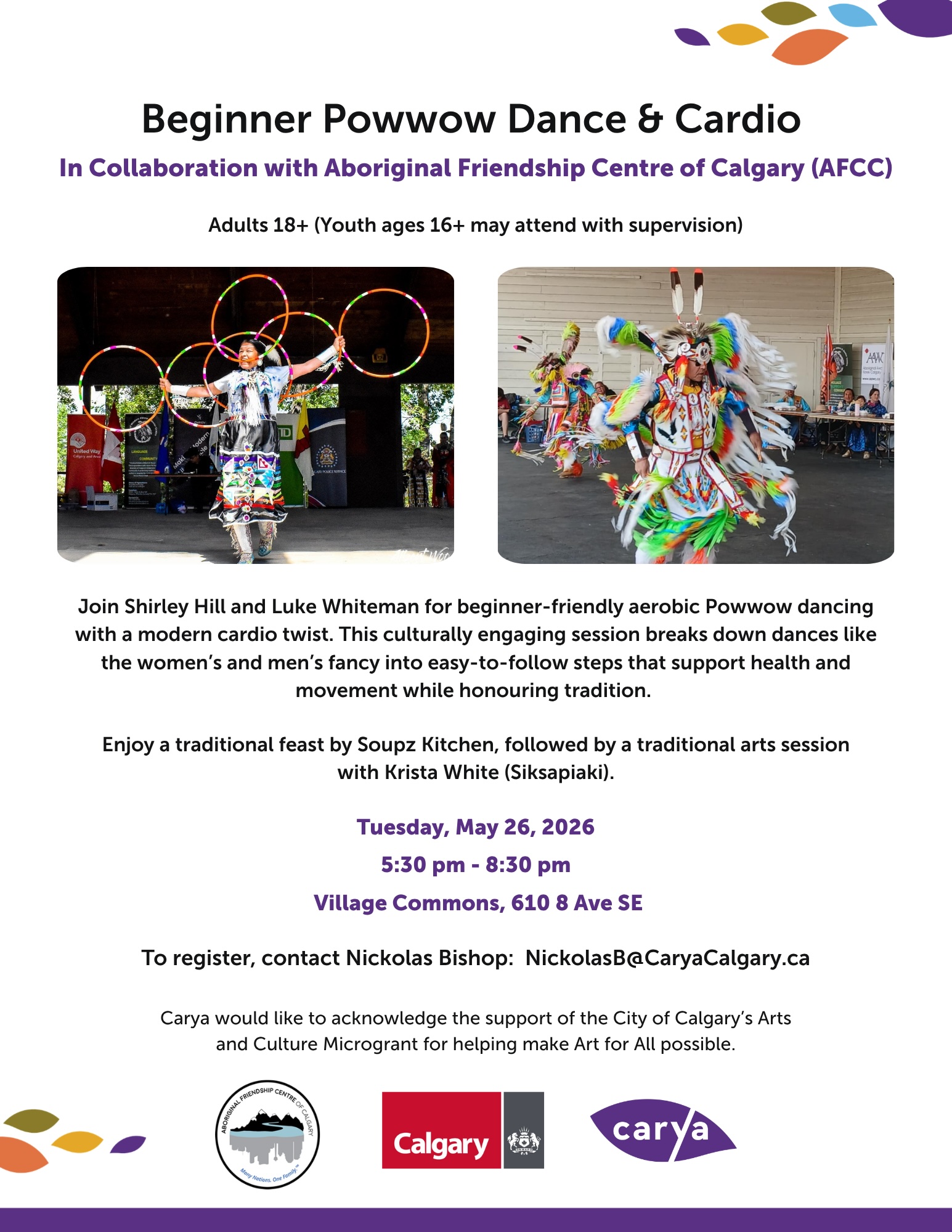 Beginner Powwow Dance & Cardio event hosted by AFCC and Carya at Village Commons