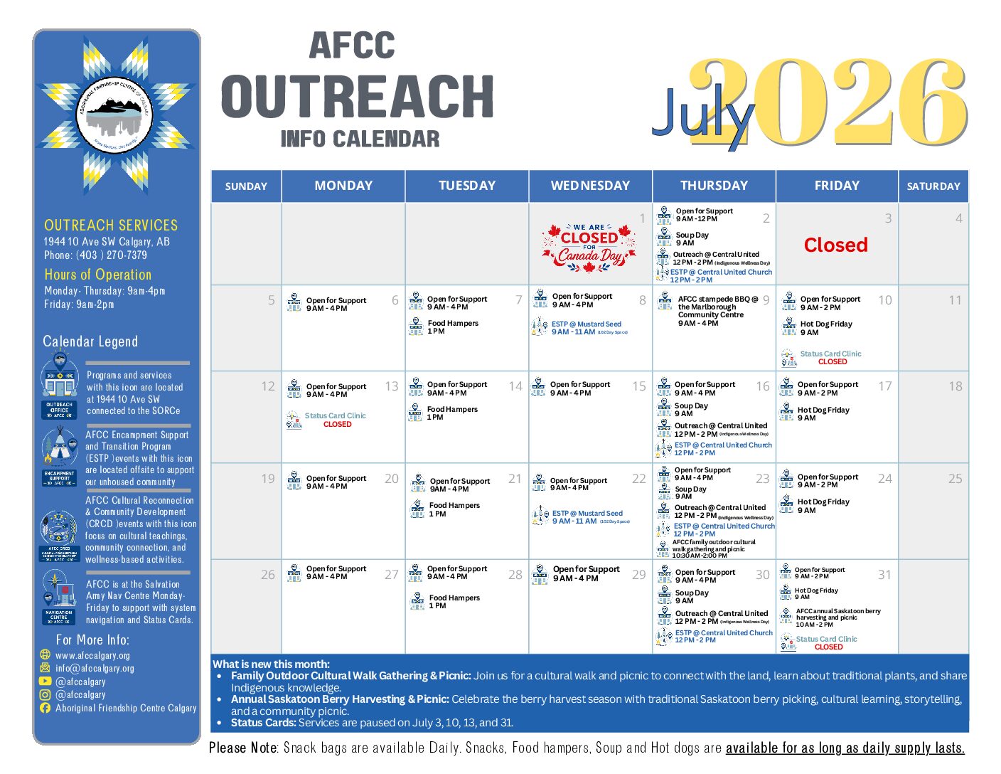 July 2026 AFCC Outreach Calendar: Events and Community Support