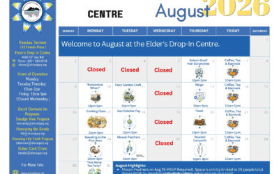 August 2026 Elder’s Drop-In Centre Calendar: Events and Activities